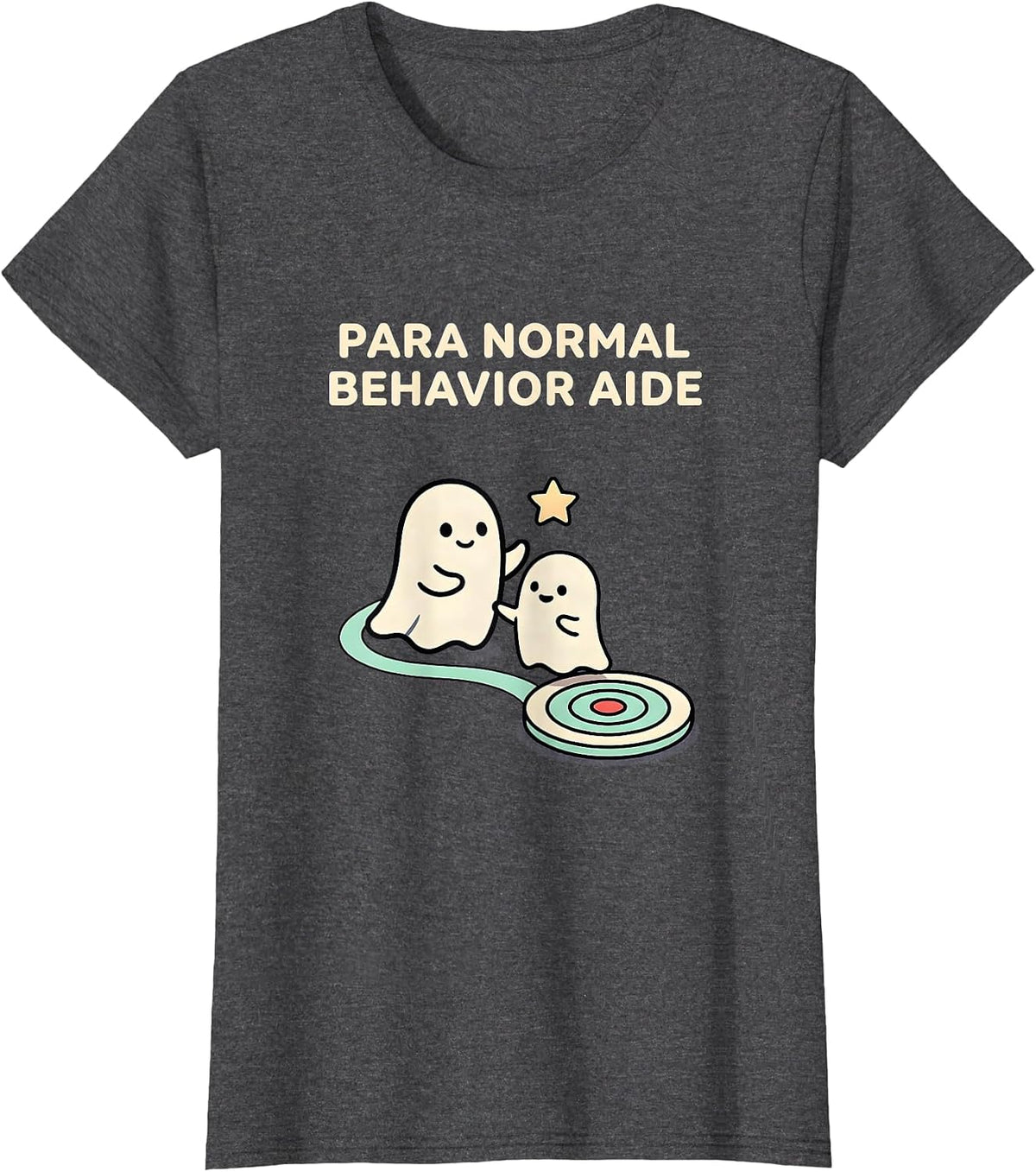 Women's Para Normal Behavior Aide Cute Kawaii Ghost Paraprofessional T-Shirt - Dark Heather Grey