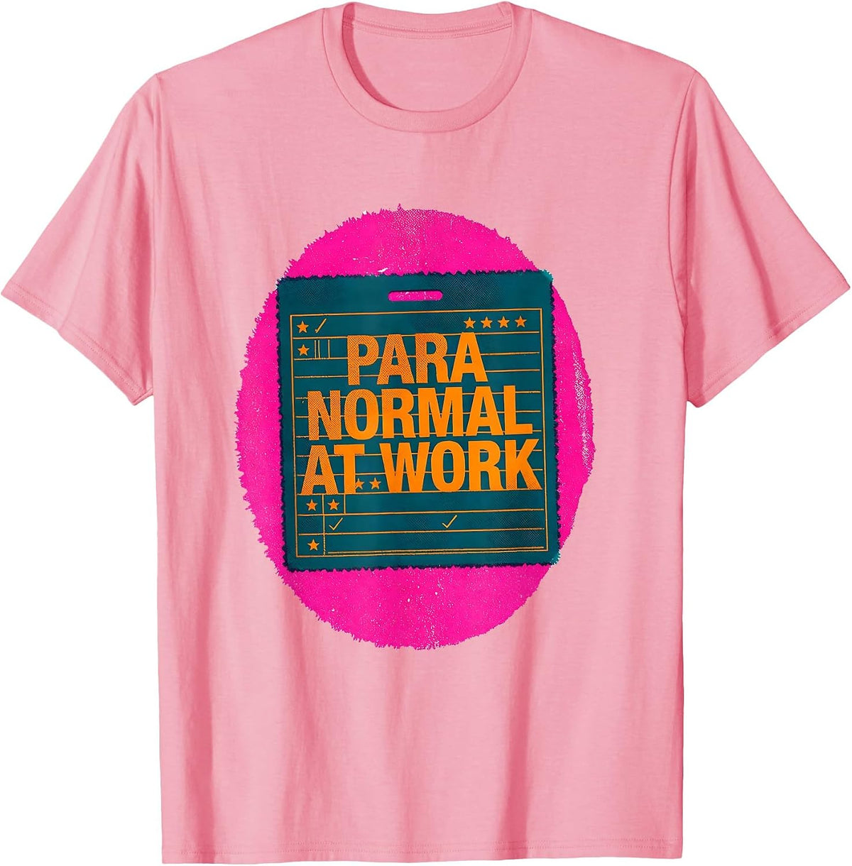 Men's Para Normal At Work Risograph Halloween Teacher Humor T-Shirt - Pink
