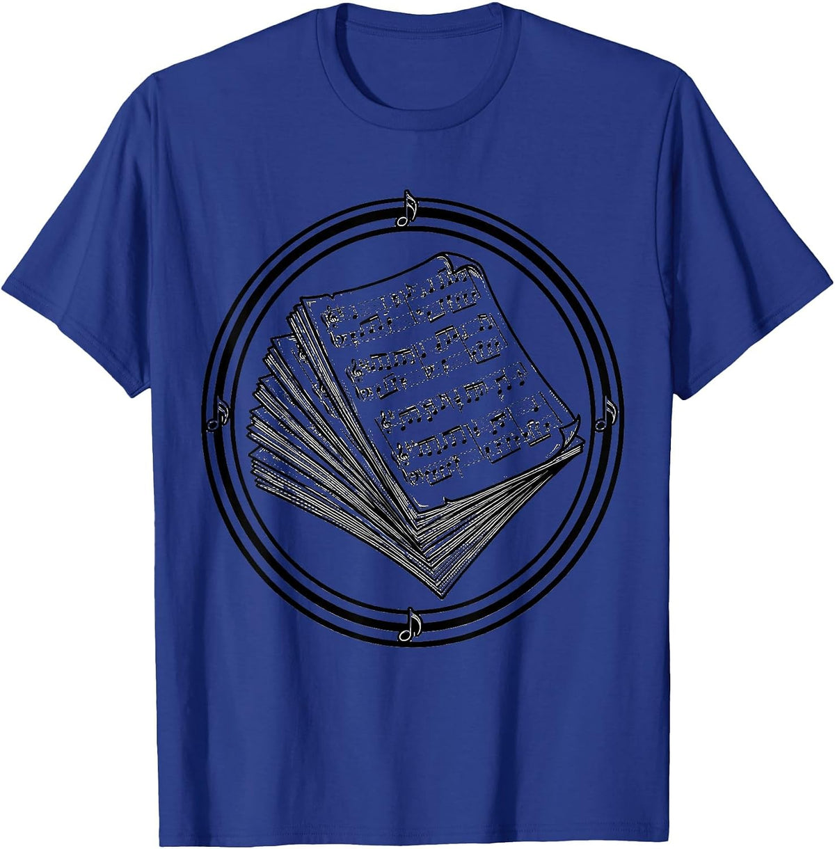 Music Teacher Stack of Sheet Music Illustration T-Shirt - Royal Blue