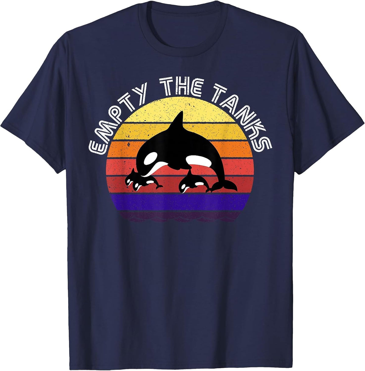 Orcas Whale Empty The Tanks. Save the Orca Whales T-Shirt - Navy Blue