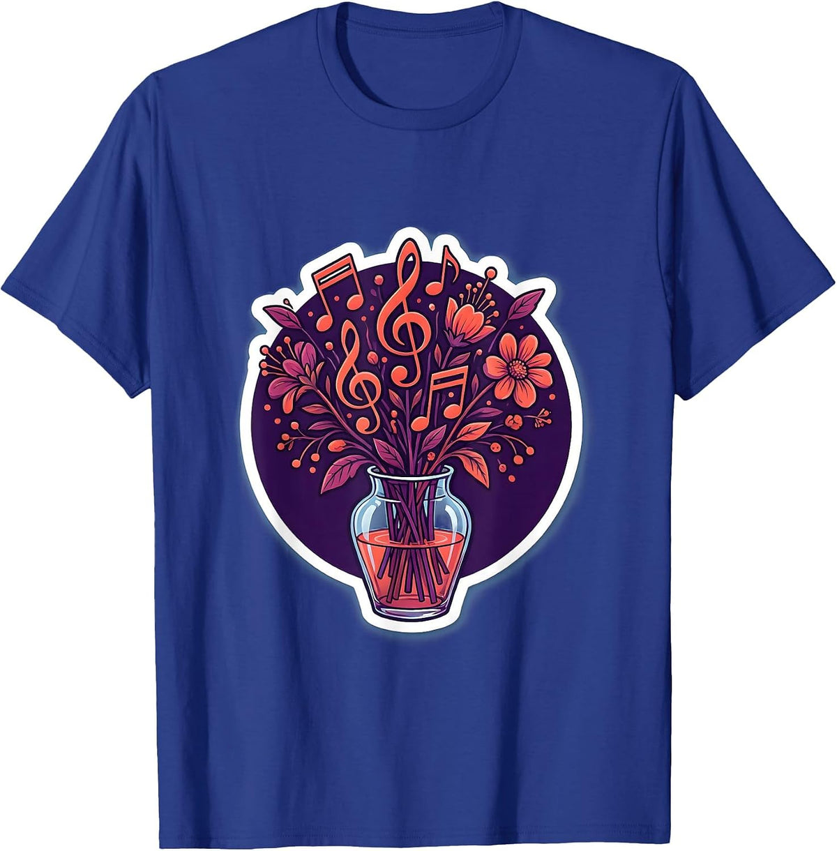 Music Note Bouquet Vase Music Teacher Gift T-Shirt - Royal Blue