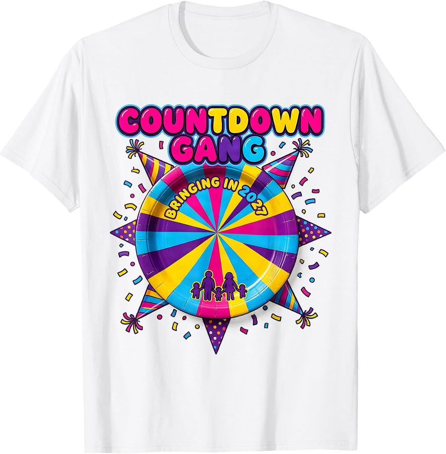 Men's Countdown Gang Bringing In 2027 Party Crew New Year Eve 2026 T-Shirt - White