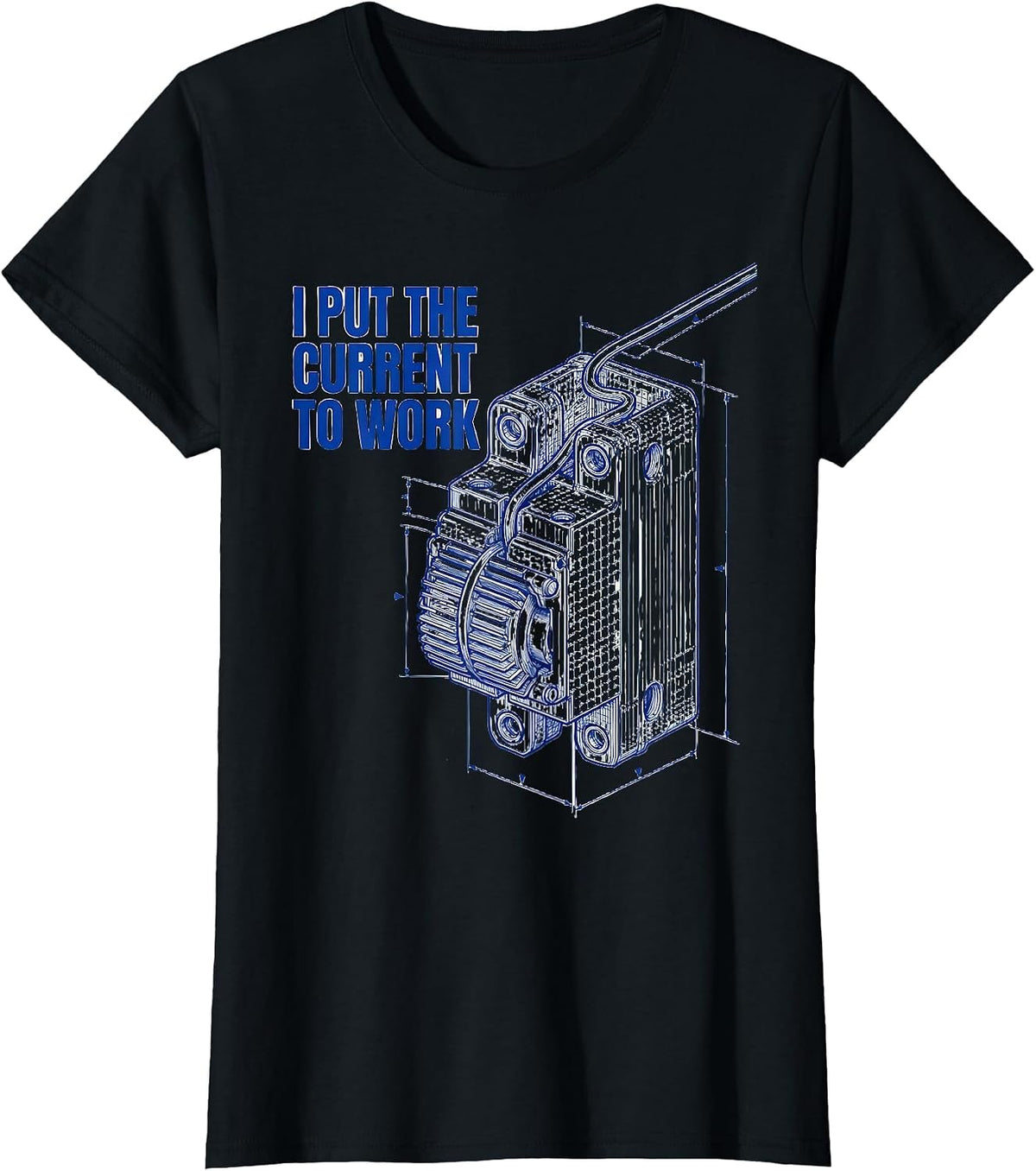 Women's I Put The Current To Work Funny Electrician Lineman Gift T-Shirt - Black