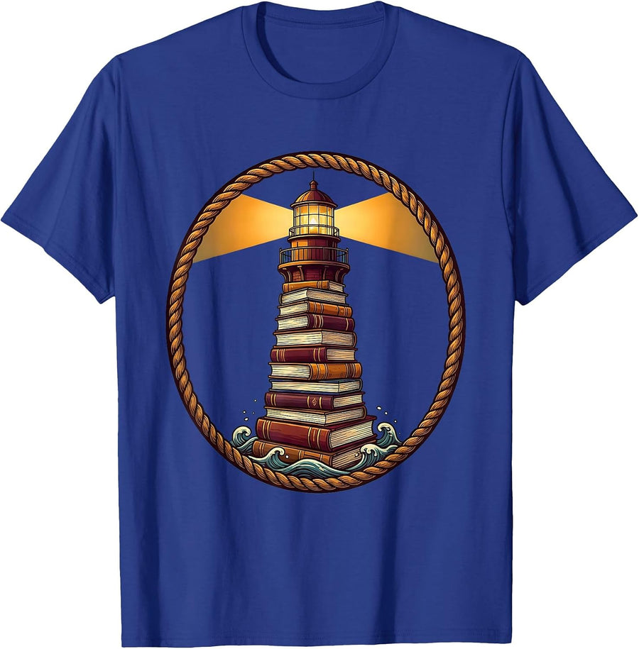 Book Lighthouse Graphic Tee for Teachers T-Shirt - Royal Blue