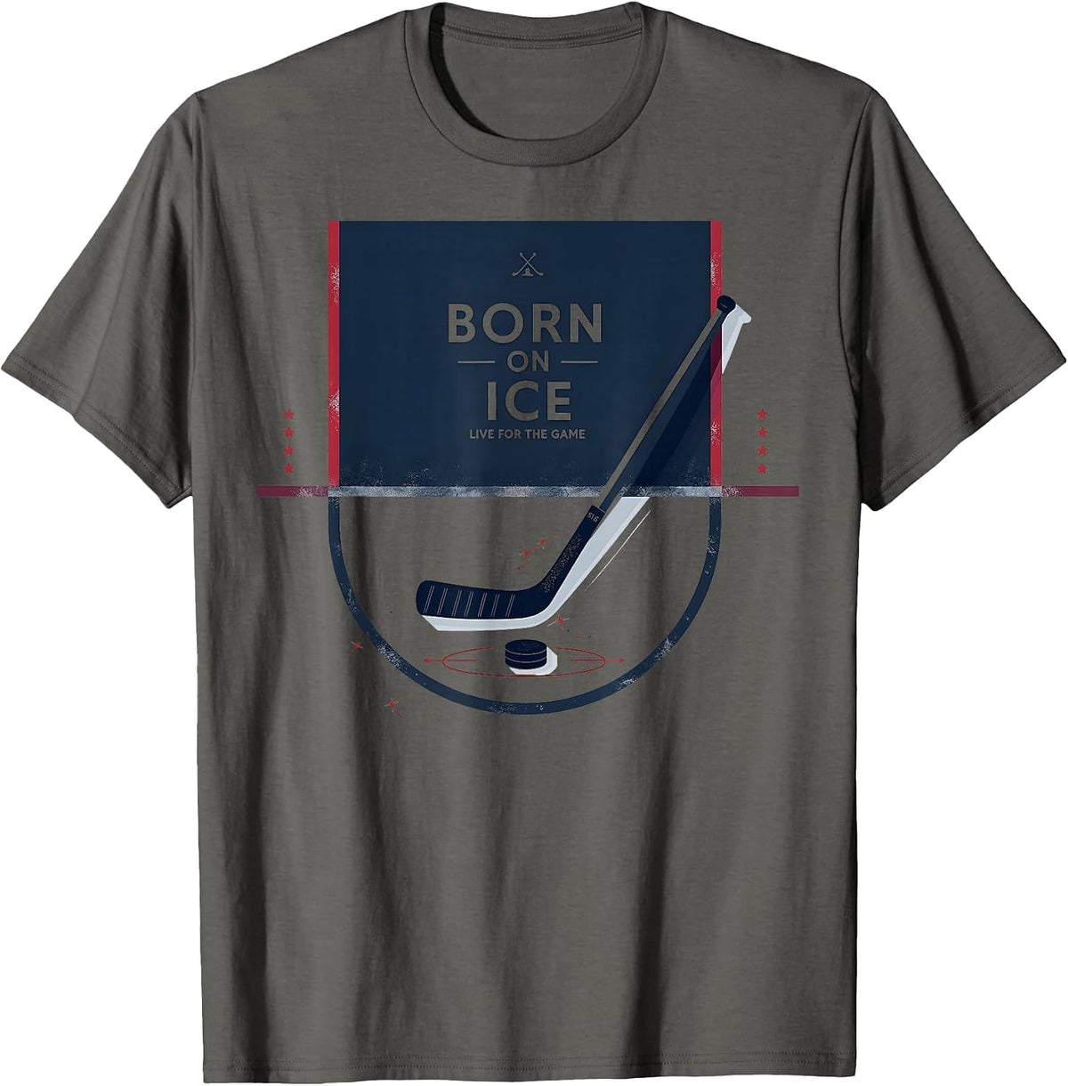 Hockey Sweatshirt Born on Ice Live for the Game T-Shirt - Asphalt Grey