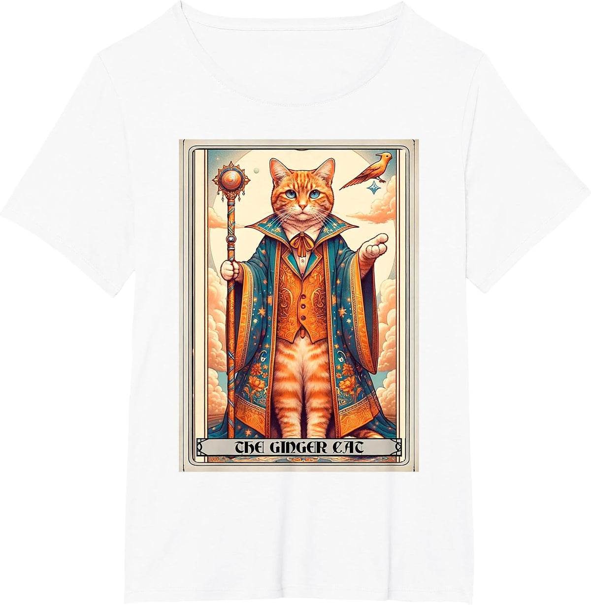The Ginger Cat Tarot Card Cat T-Shirt - White