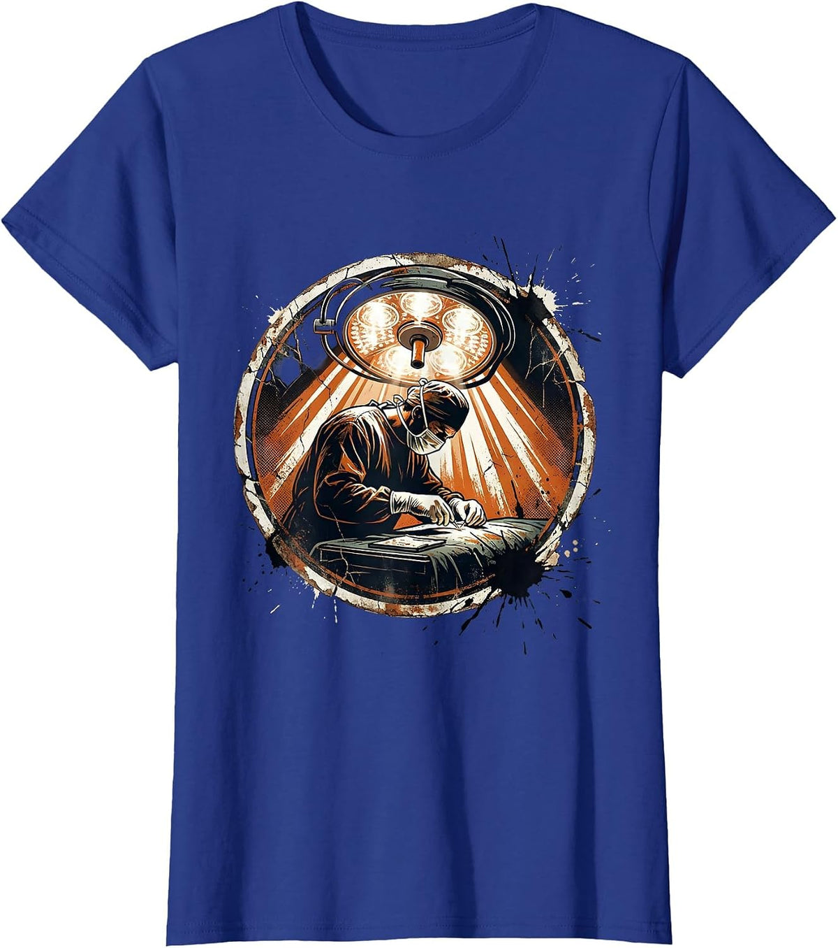 Women's Surgeon Silhouette Operating Room Graphic T-Shirt - Royal Blue