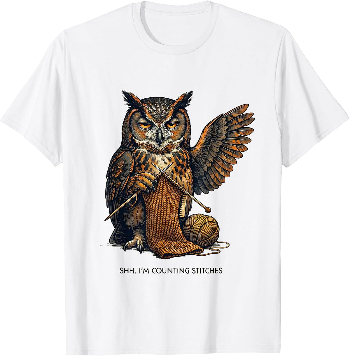 Men's Shh I'm Counting Stitches Funny Knitting Crafter Humor T-Shirt - White