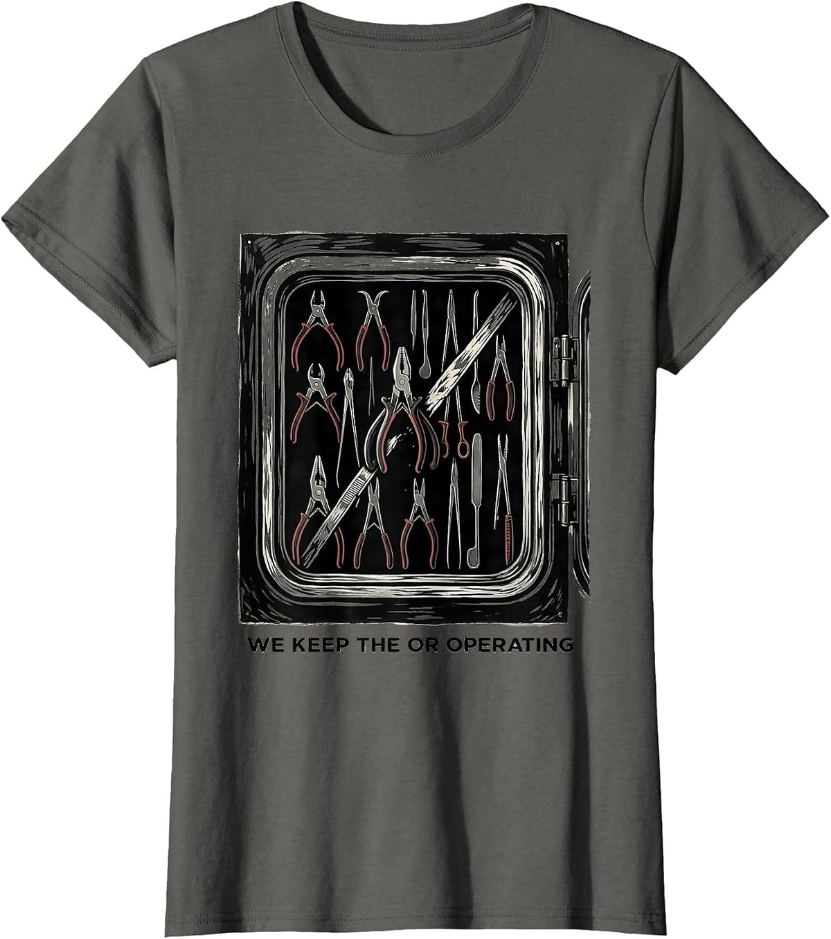 Women's We Keep The OR Operating Funny Sterile Processing Tech SPD T-Shirt - Asphalt Grey