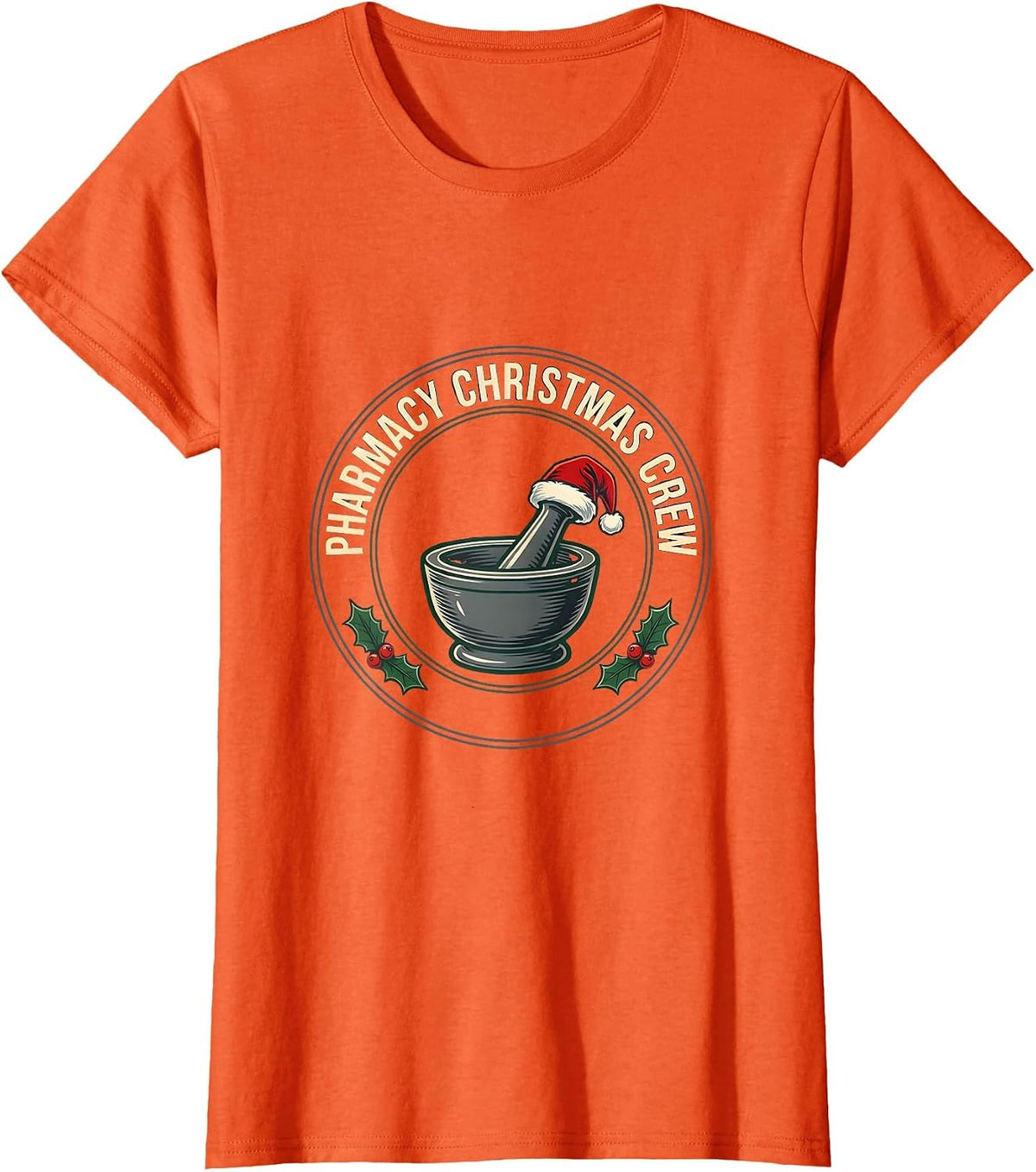 Pharmacy Christmas Crew Funny Pharmacist Tech Holiday Squad T-Shirt - Orange