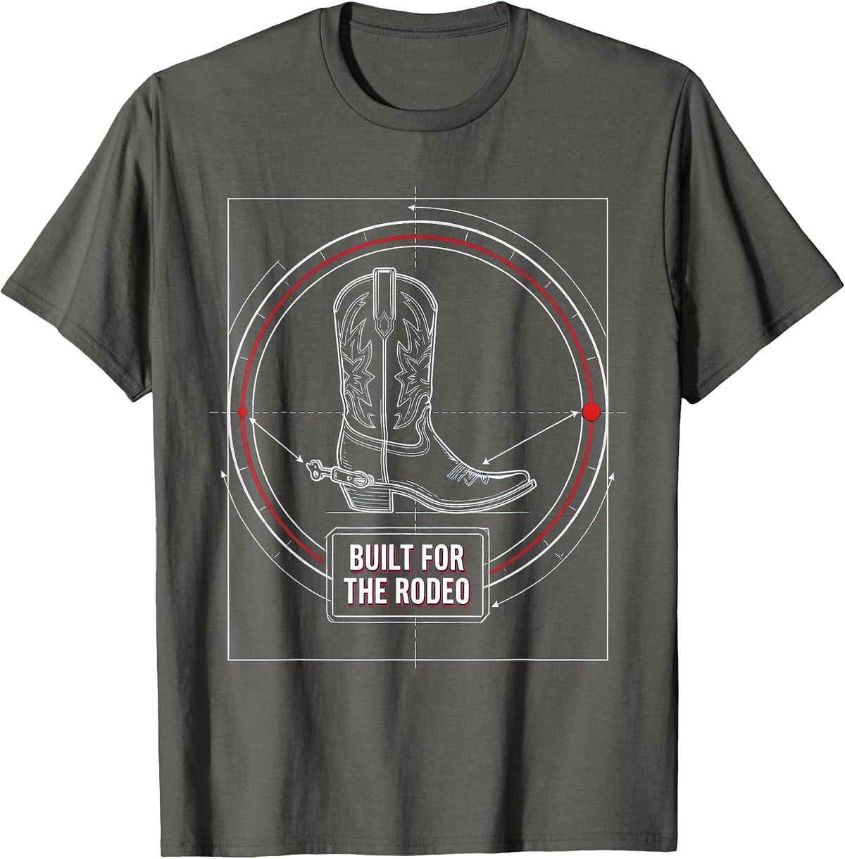Built for the Rodeo Cowboy Graphic Design T-Shirt - Asphalt Grey