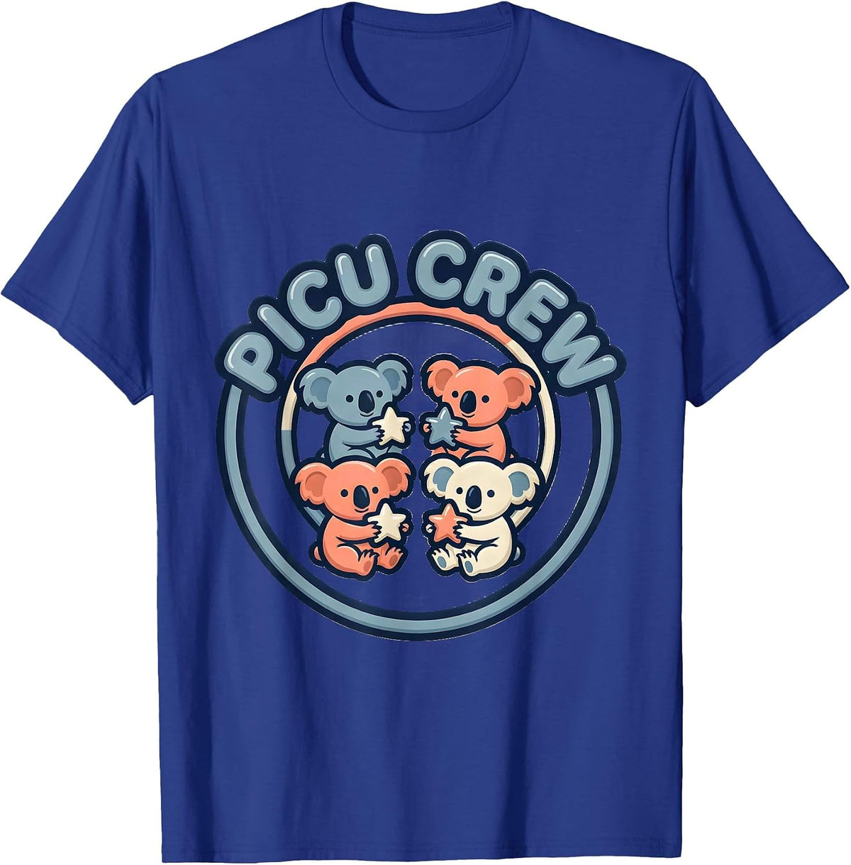Men's PICU Crew Cute Koala Cub Pediatric Nurse Practitioner Pride T-Shirt - Royal Blue