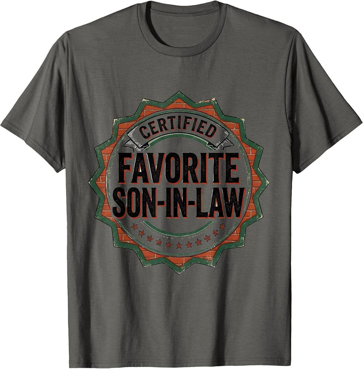 Men's Certified Favorite Son-In-Law Funny Vintage Badge Family T-Shirt - Asphalt Grey