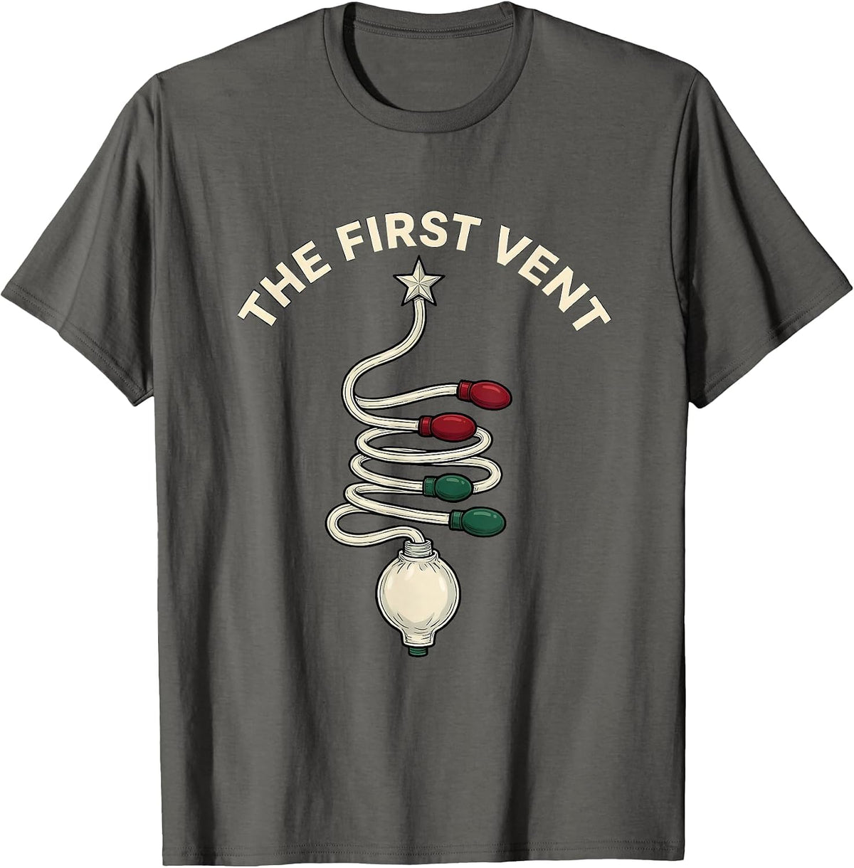 The First Vent Funny Respiratory Therapist Christmas RT T-Shirt - Asphalt Grey