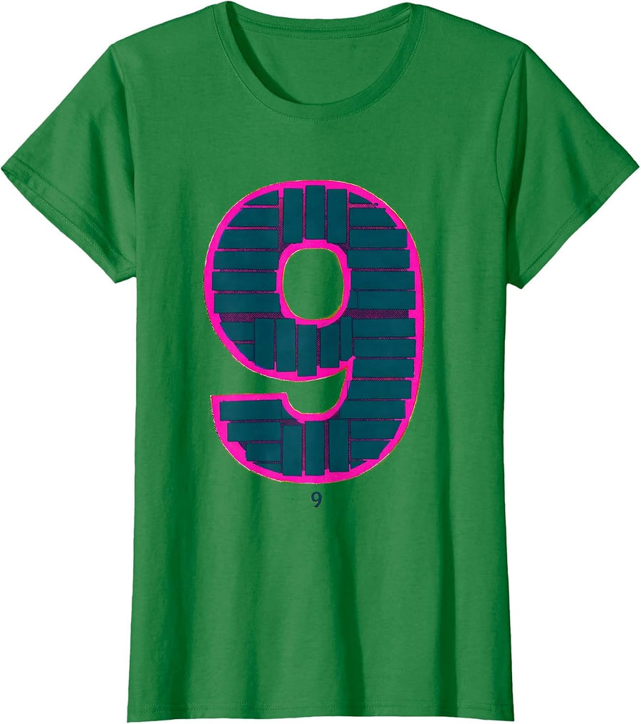 Women's 9 Playful Novelty Matching Number Group Halloween Costume T-Shirt - Kelly Green