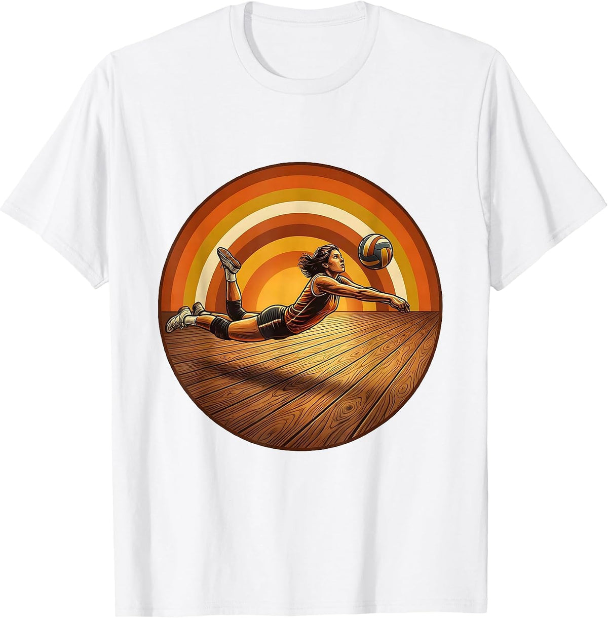 Volleyball Libero Diving Save Graphic Tee T-Shirt - White