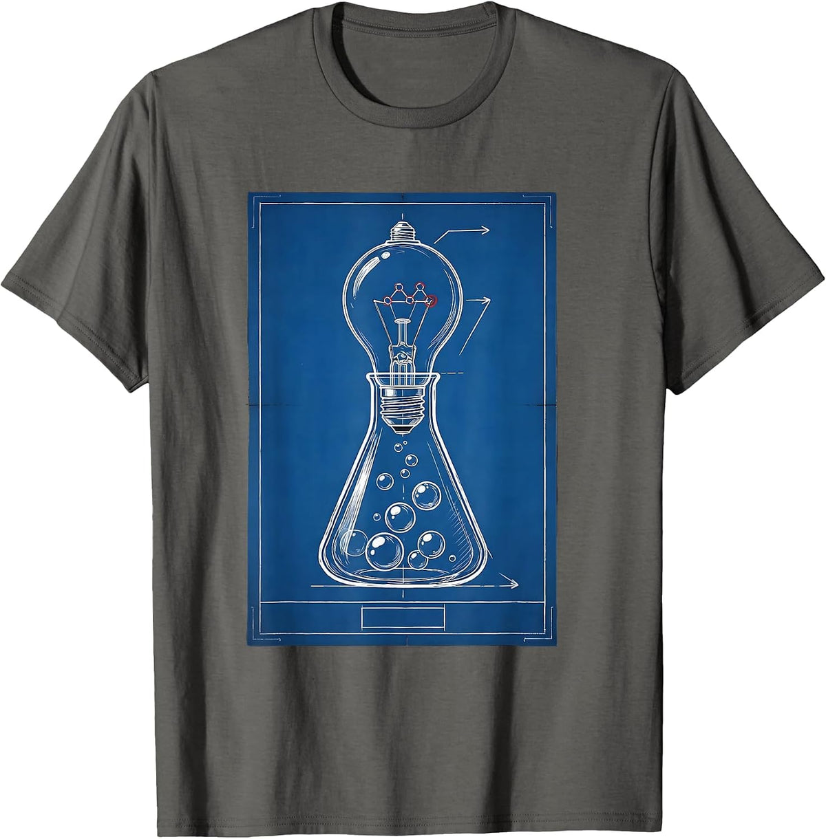 Science Teacher Chemical Flask Lightbulb Illustration T-Shirt - Asphalt Grey