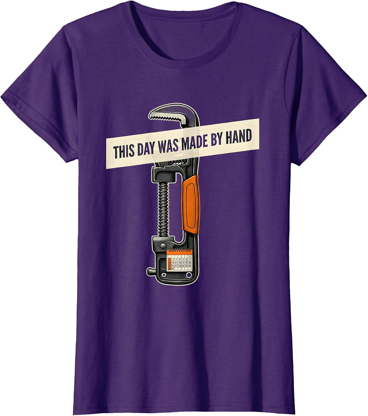 Women's This Day Was Made By Hand Funny Blue Collar Labor Day Gift T-Shirt - Purple