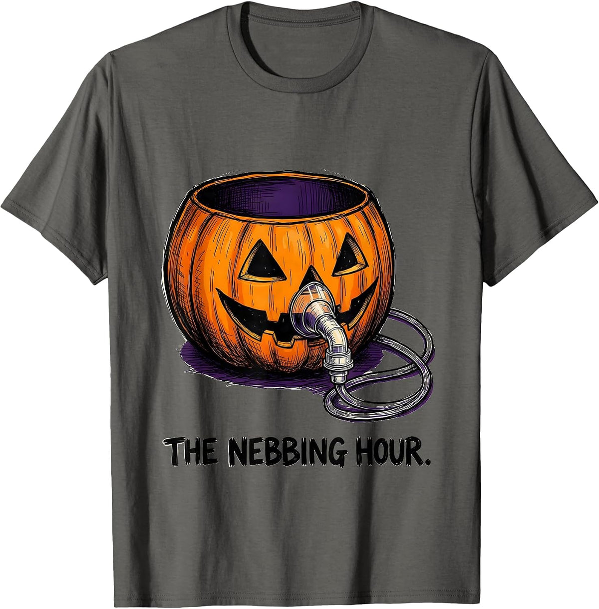 Men's The Nebbing Hour Respiratory Therapist Halloween Lung Humor T-Shirt - Asphalt Grey