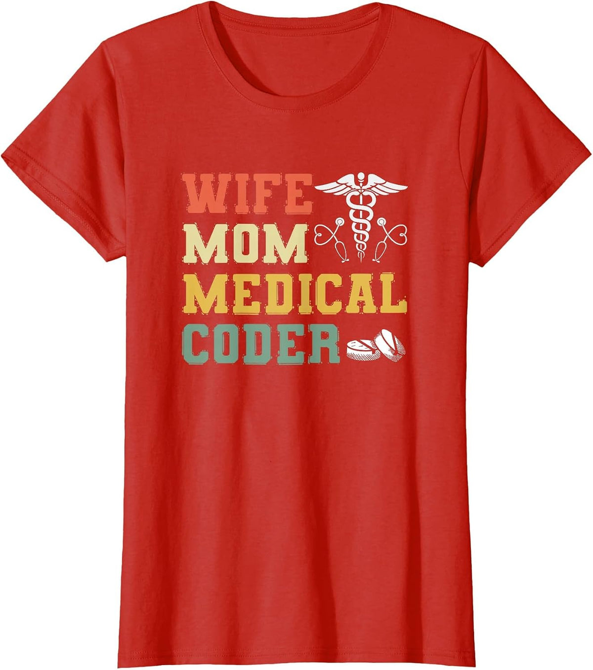 Retro Medical Coding Clinical Biller Wife Mom Medical Coder T-Shirt - Red