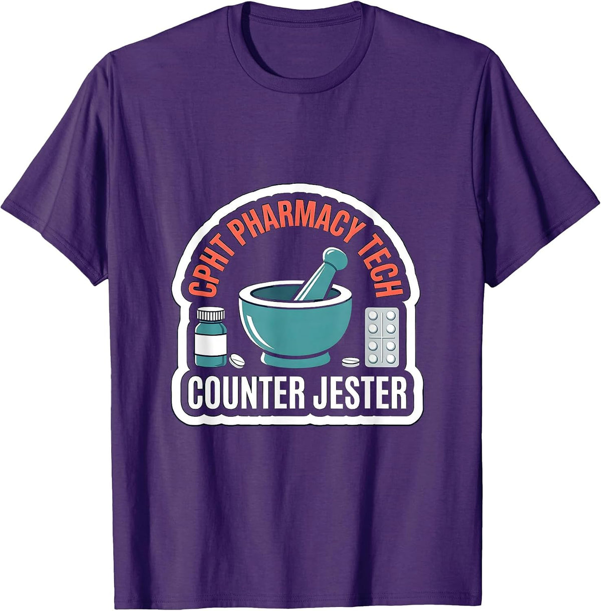 Men's CPhT Pharmacy Tech Counter Jester Funny Pharmacy Technician T-Shirt - Purple