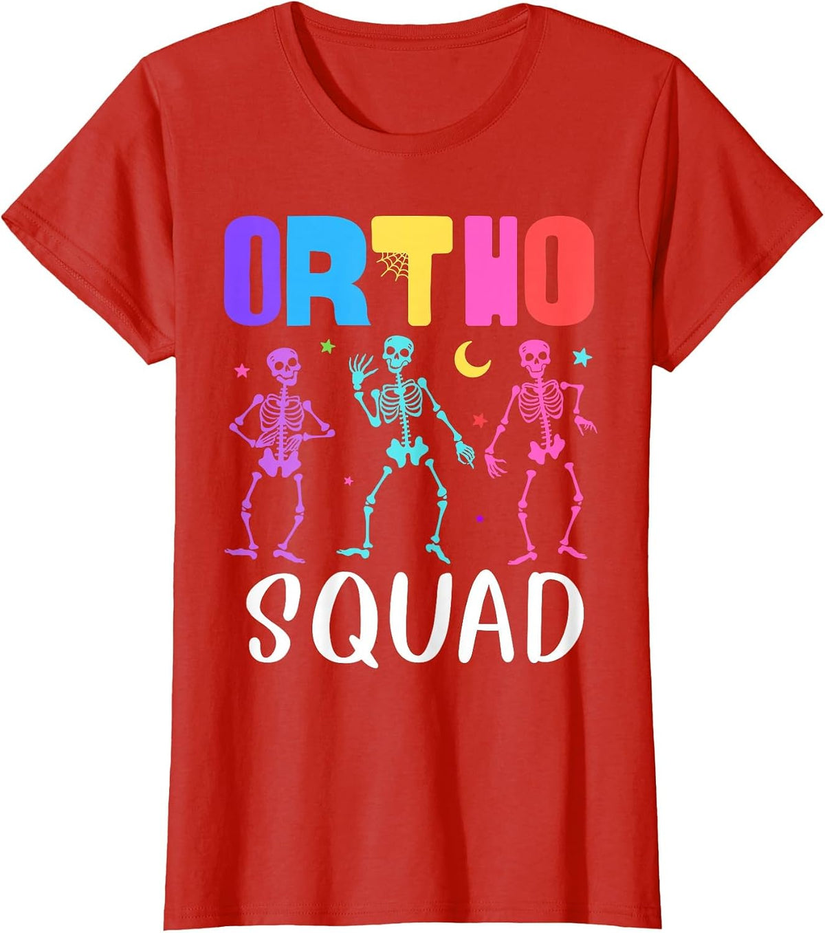 Skeleton Ortho Squad Orthopedic Nurse RN Halloween Costume T-Shirt - Red