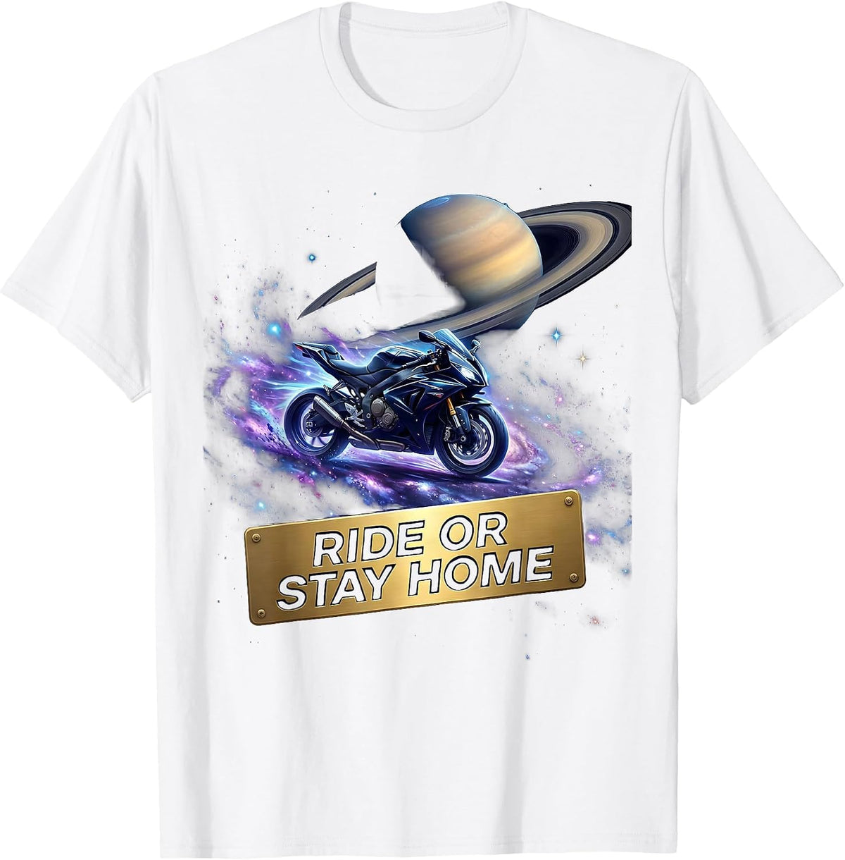 Ride or Stay Home Bold Biker Design T-Shirt - White