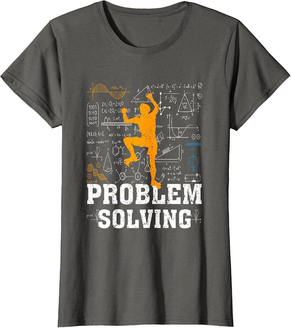 Rock Climbing Math Lover Problem Solving Mathematician T-Shirt - Asphalt Grey