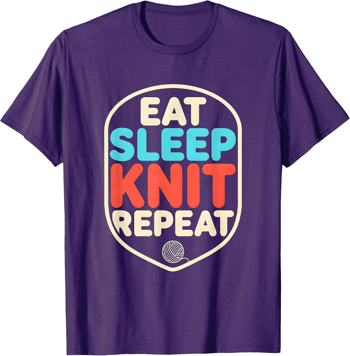 Eat Sleep Knit Repeat Funny Knitting Hobby Humor T-Shirt - Purple