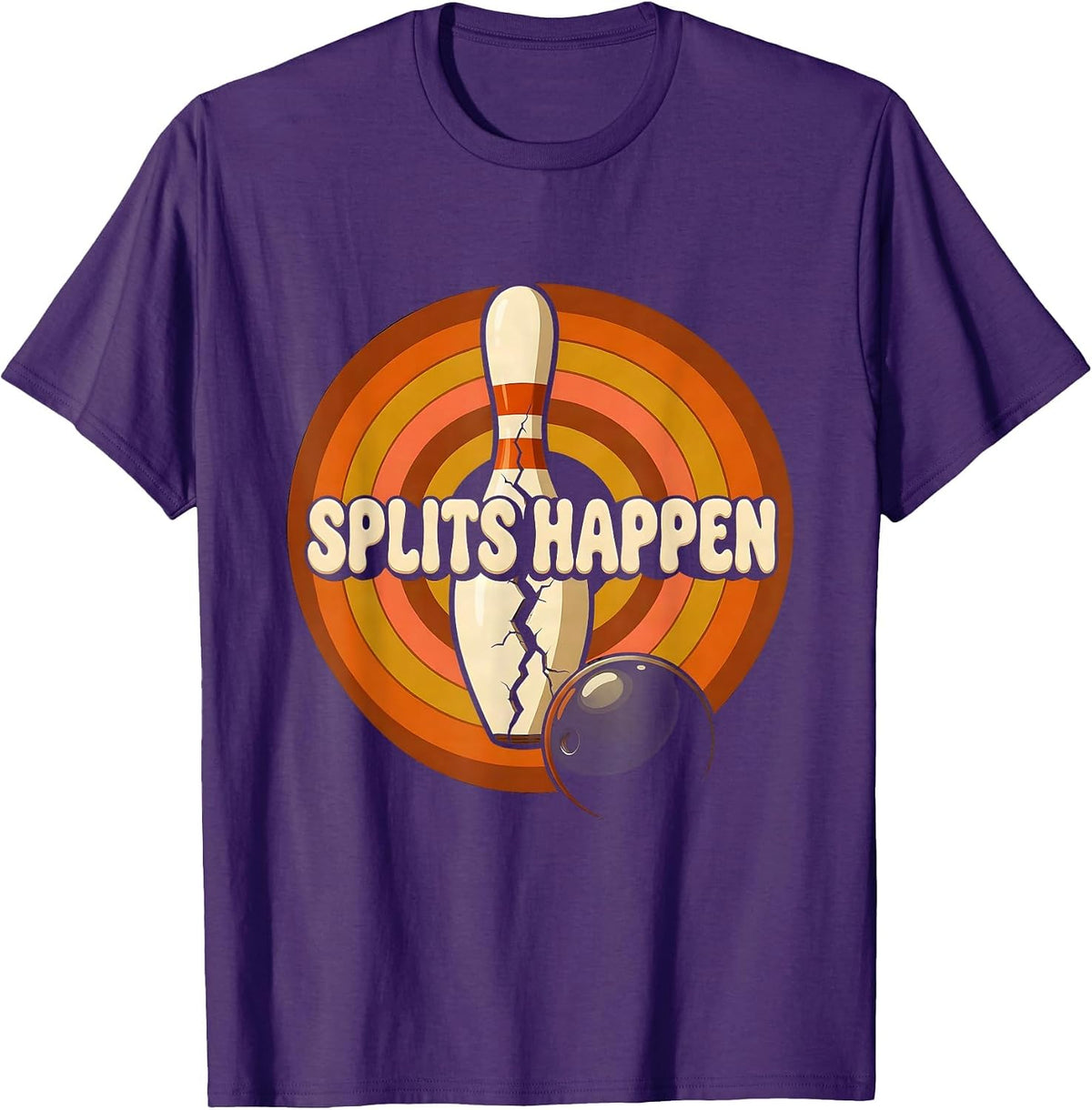 Men's Splits Happen Funny Bowling Design T-Shirt - Purple