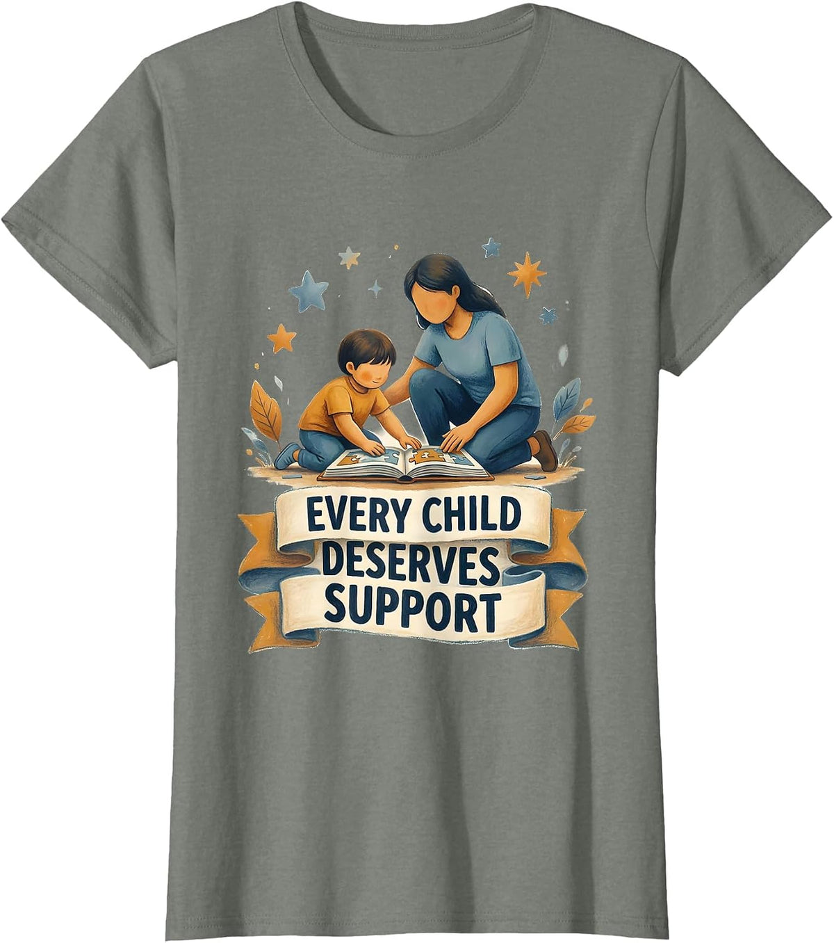 Every Child Deserves Support Paraprofessional T-Shirt - Olive Heather