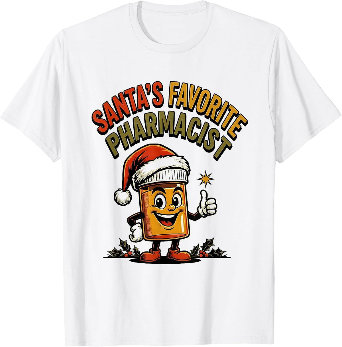 Men's Santa's Favorite Pharmacist Funny Pharmacy Tech Christmas T-Shirt - White