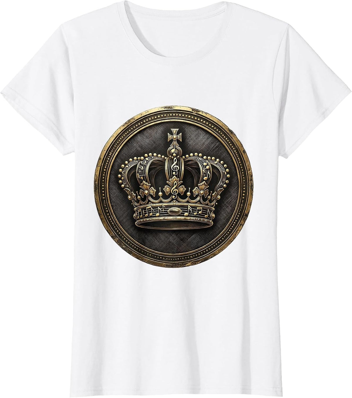 Music Teacher Crown of Notes Graphic Design T-Shirt - White