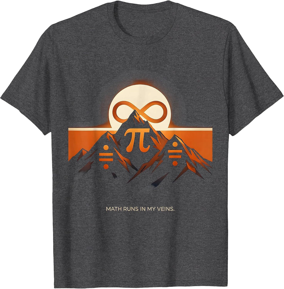 Math Runs In My Veins Math Teacher Design T-Shirt - Dark Heather Grey