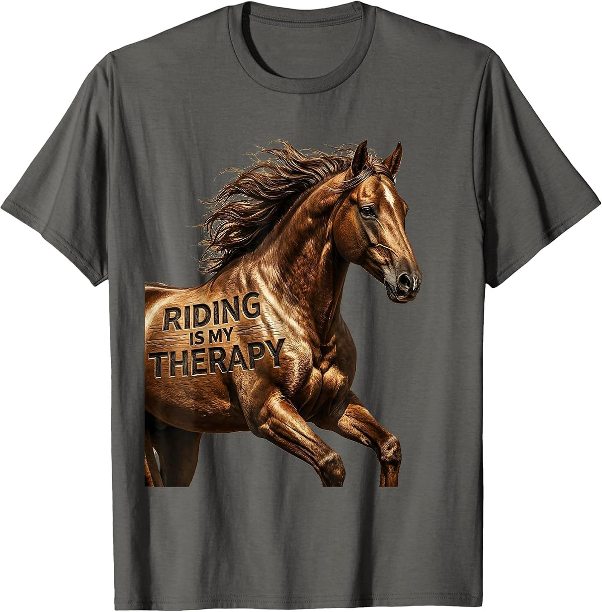 Riding Is My Therapy Horse Girl Design T-Shirt - Asphalt Grey