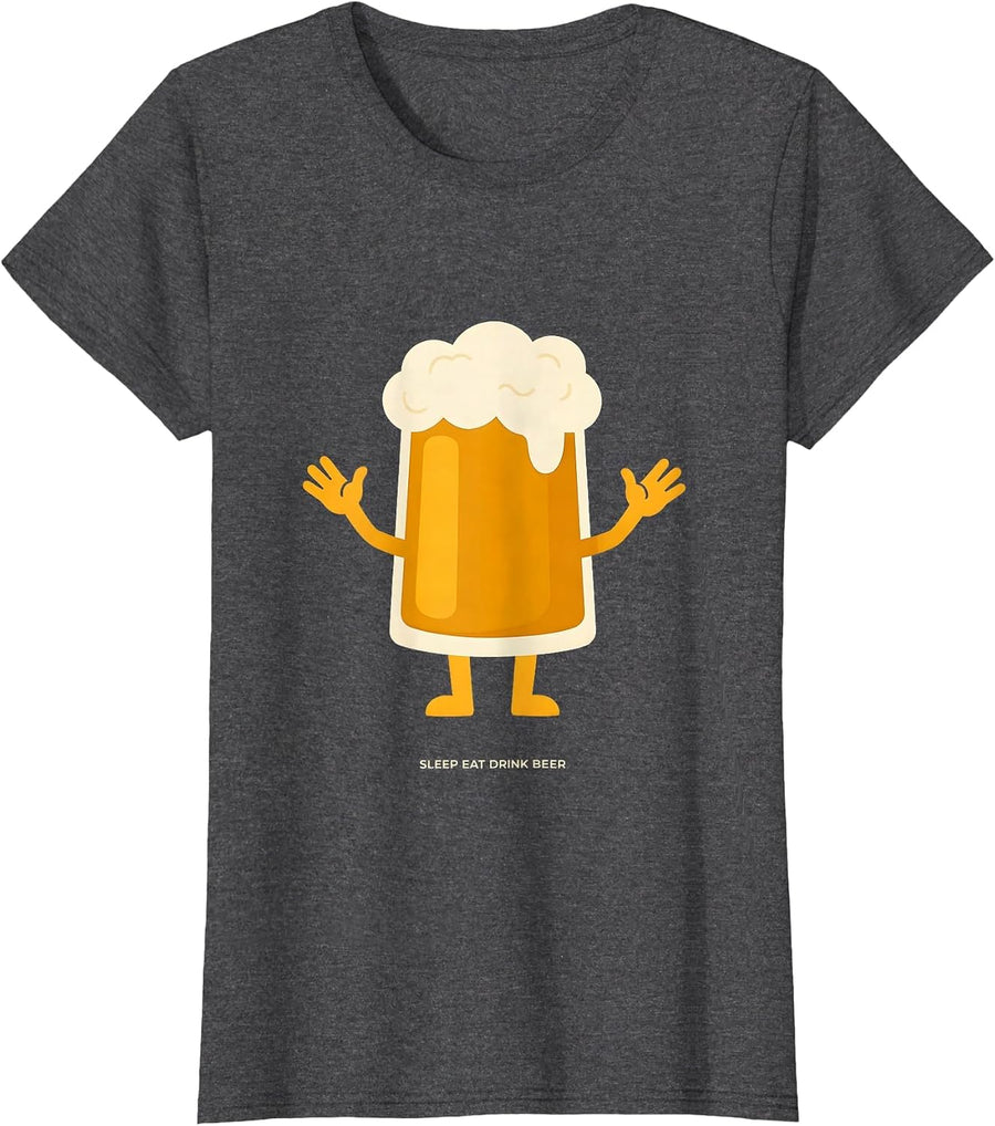 Women's Sleep Eat Drink Beer Funny Beer Lover Design T-Shirt - Dark Heather Grey