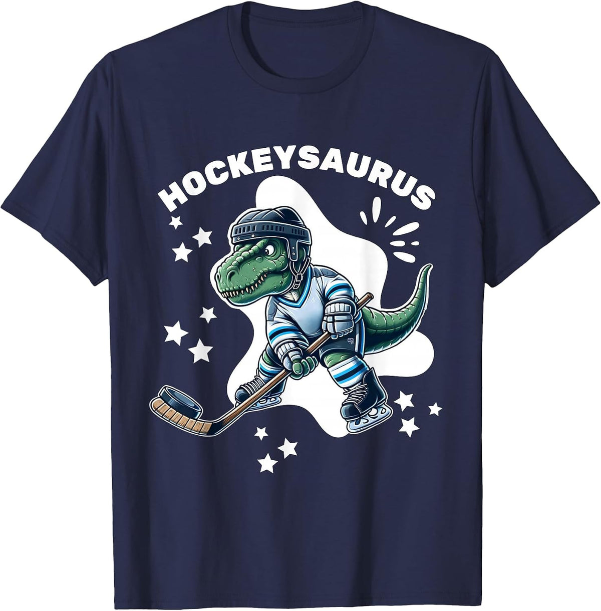 Hockeysaurus FunnyDinosaur Hockey Kids Hockey Boy T-Shirt - Navy Blue