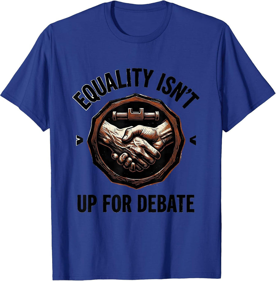 Equality Isn't Up For Debate Linocut Social Justice Activist T-Shirt, Men, Royal Blue, X-Large - As Pictured
