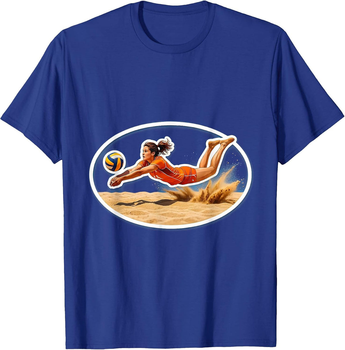 Beach Volleyball Libero Diving Save Graphic T-Shirt - Royal Blue