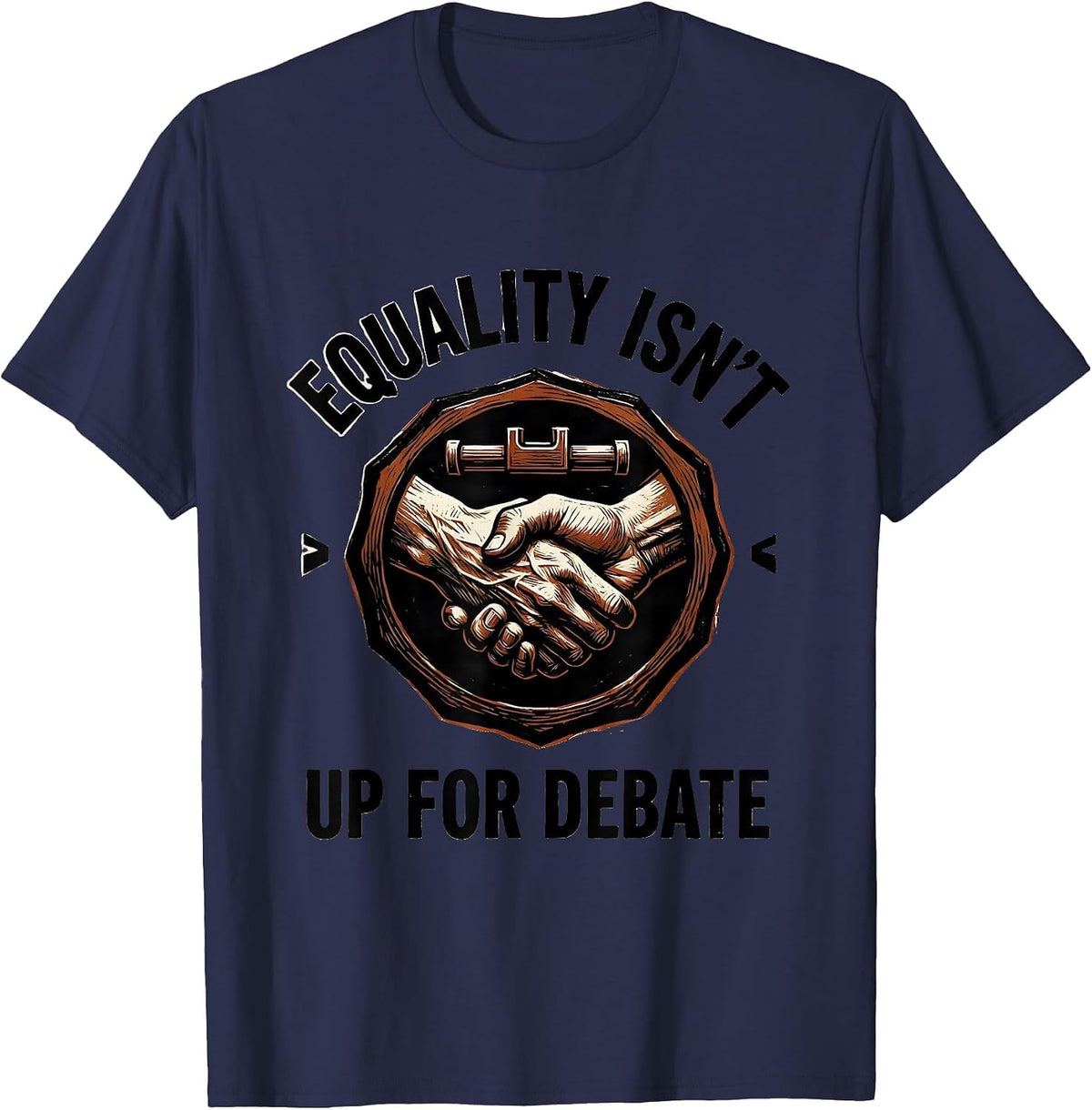 Equality Isn't Up For Debate Linocut Social Justice Activist T-Shirt, Men, Navy Blue, 3X-Large - As Pictured