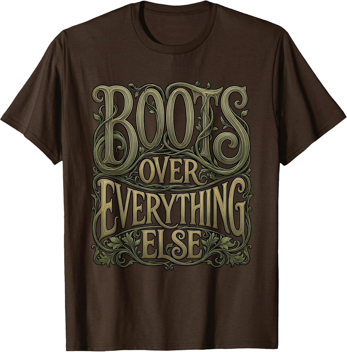 Men's Boots Over Everything Country Life Design T-Shirt - Brown