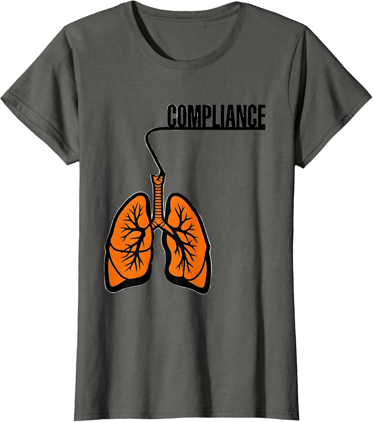 Women's Compliance Stencil Graphic Respiratory Therapist RT T-Shirt - Asphalt Grey