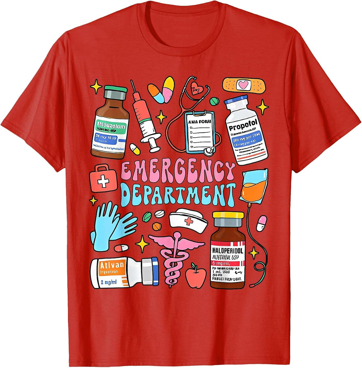 Retro Emergency Department Emergency Room ER ED Nurse Tech T-Shirt - Red