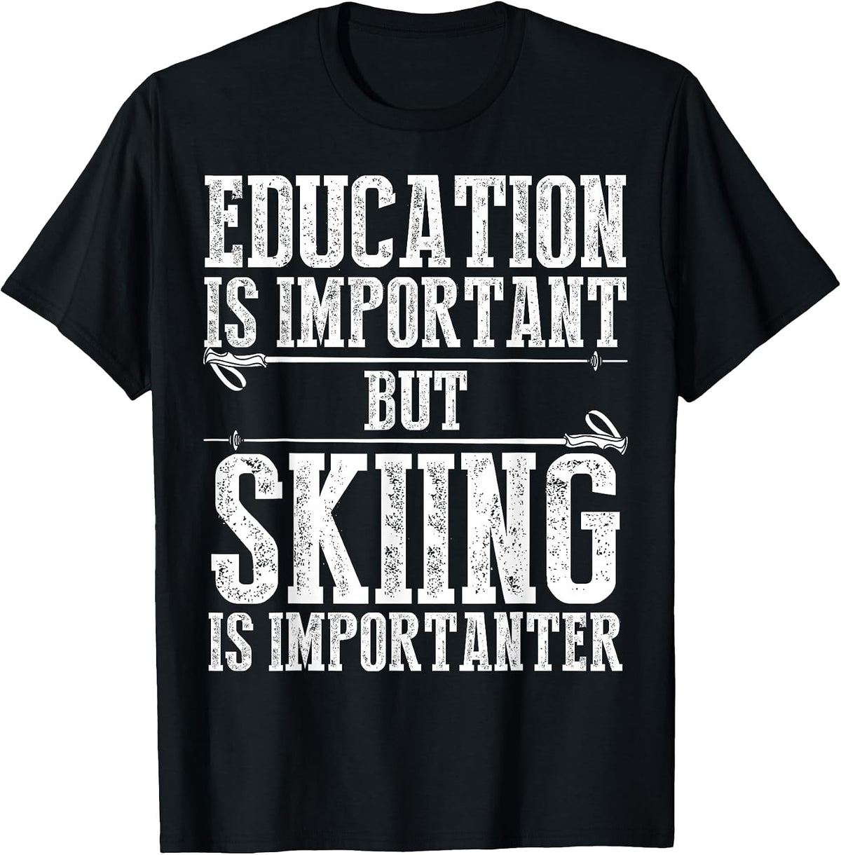 Skiing Art for Men Women Kids Winter Sport Ski Lover Skier T-Shirt - Black