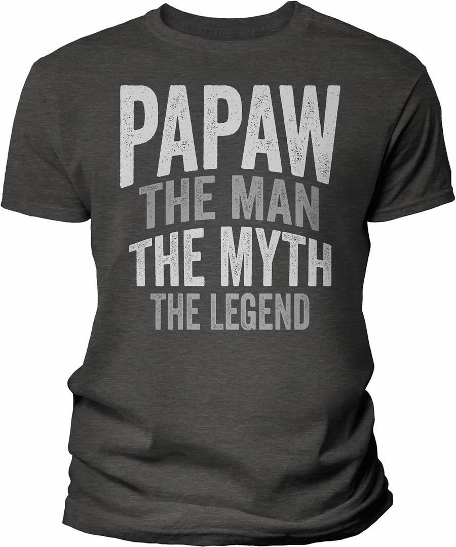 The Man The Myth The Legend Shirt Gifts for Papaw Bold Text Tee for Men - Dark Heather