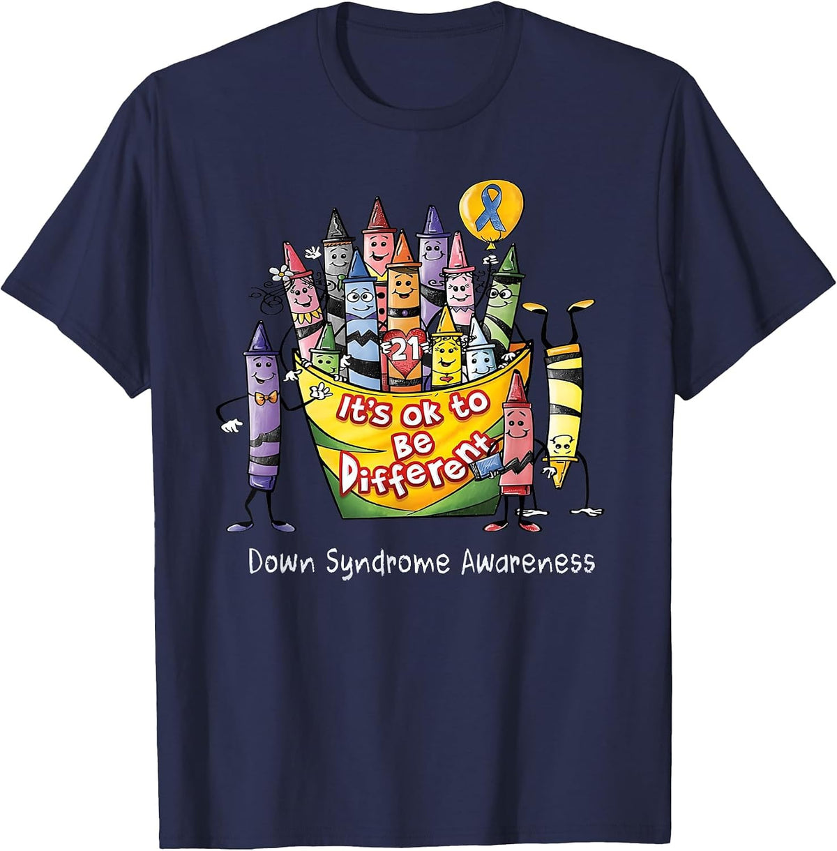 Its OK to Be Different Down Syndrome Awareness Down Syndrome T-Shirt - Navy Blue