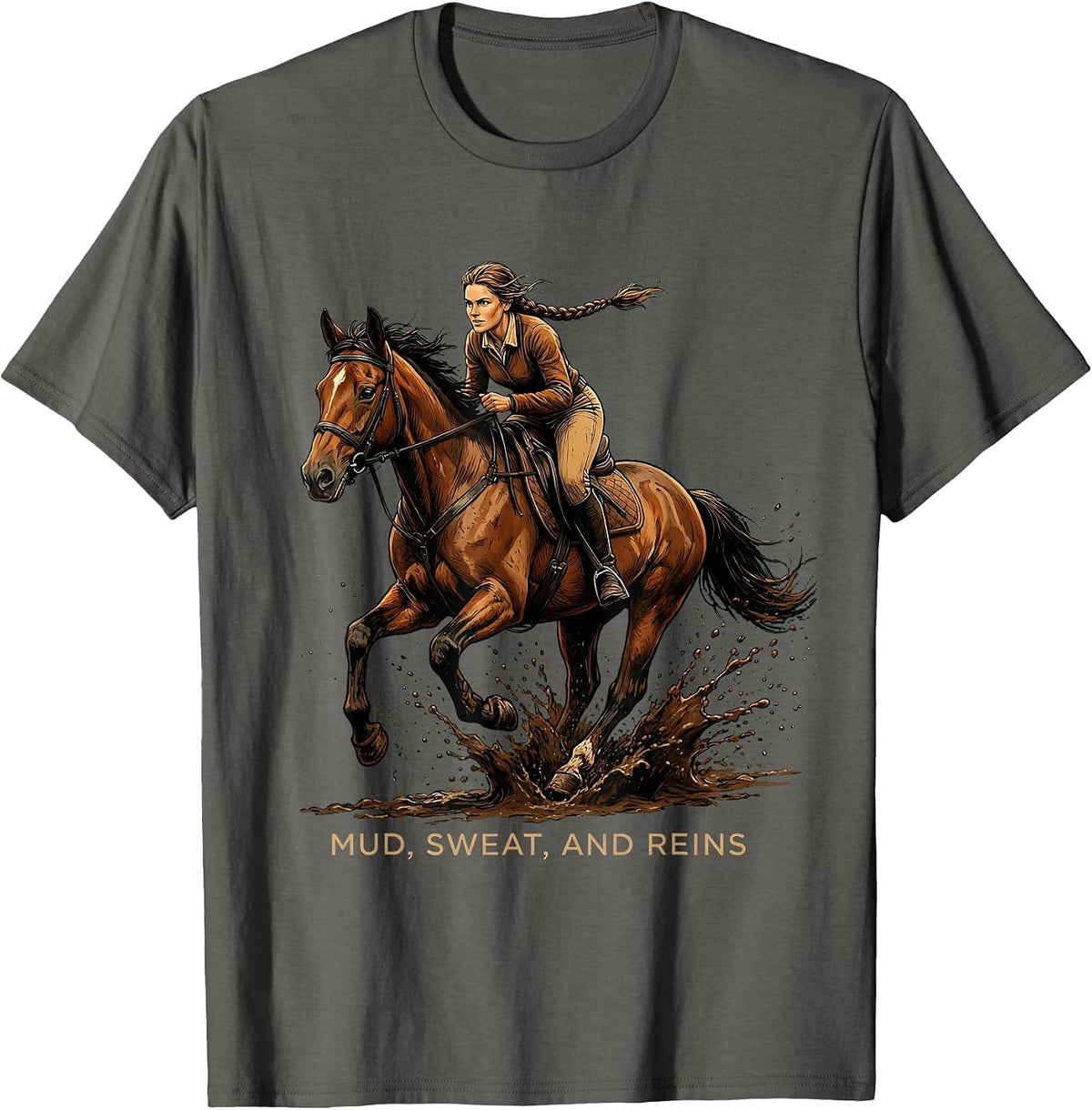 Mud Sweat and Reins Equestrian Women Design T-Shirt - Asphalt Grey