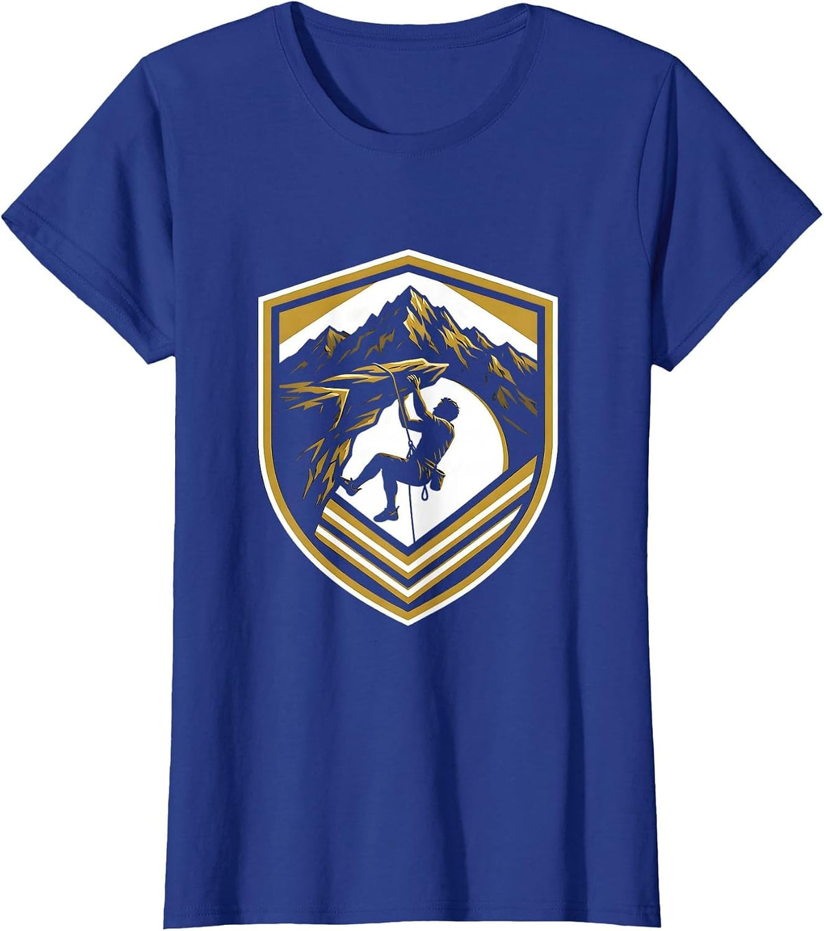 Women's Rock Climber Cliff Overhang Graphic Design T-Shirt - Royal Blue