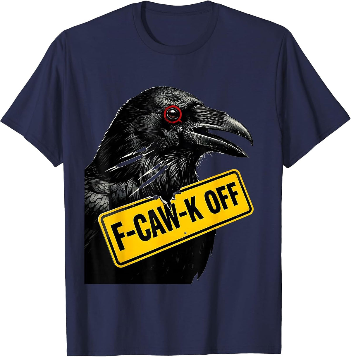 Men's F-Caw-K Off Pop Art Crow Dark Humor Gothic Halloween T-Shirt - Navy Blue
