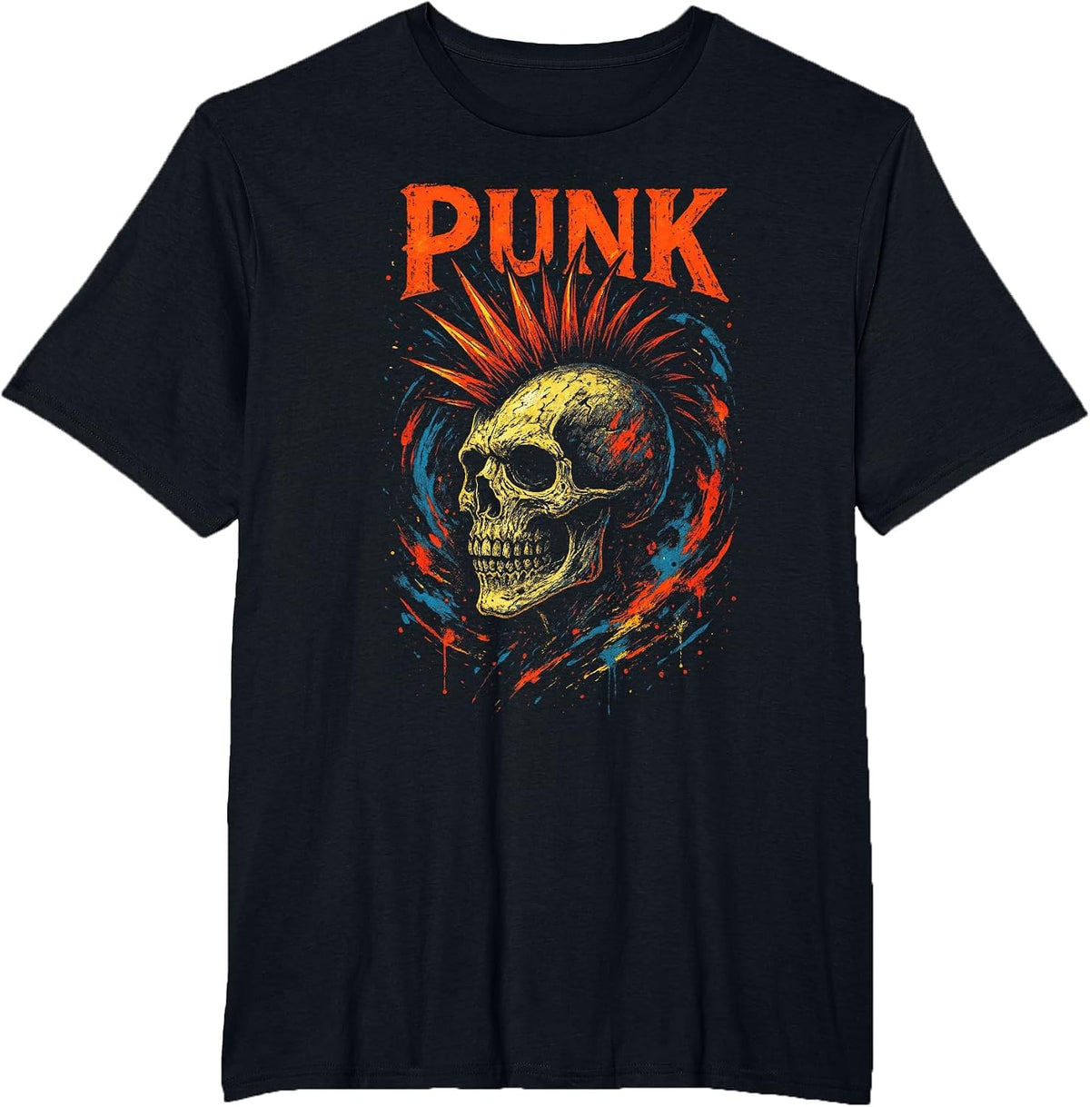 Punk - Vintage Graffiti Biker Rocker Punk Horror T-Shirt - Black